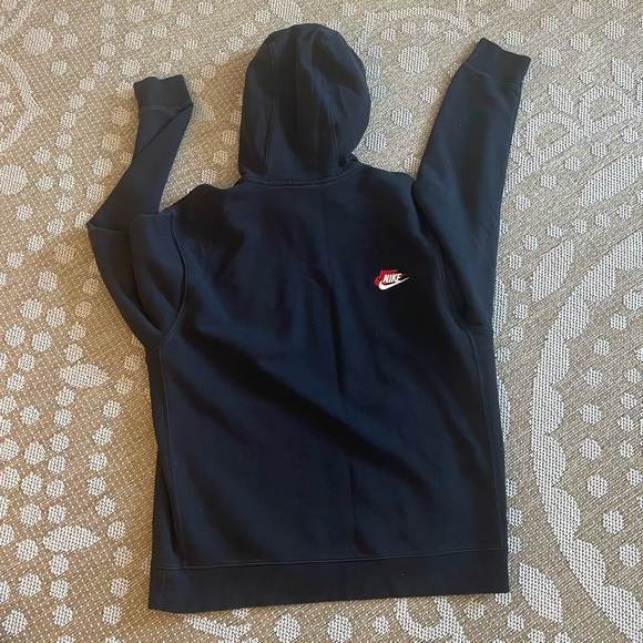 Nike Sportswear French Terry Hoodie Black Long Sleeve - Picture 7 of 13